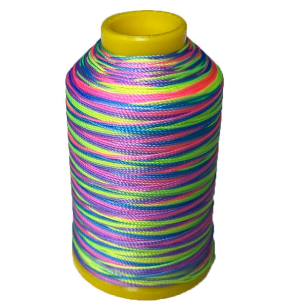 reed binding thread one vaiegated skene in bright colours on white background for web