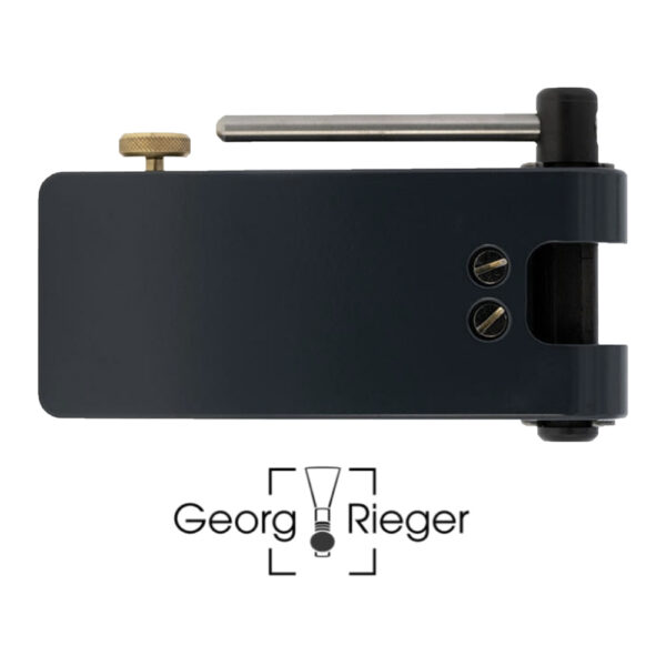 Reed tip cutter for bassoon and oboe reeds underside view rotary guillotine type.