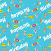 Happy birthday gift wrap repeated blue