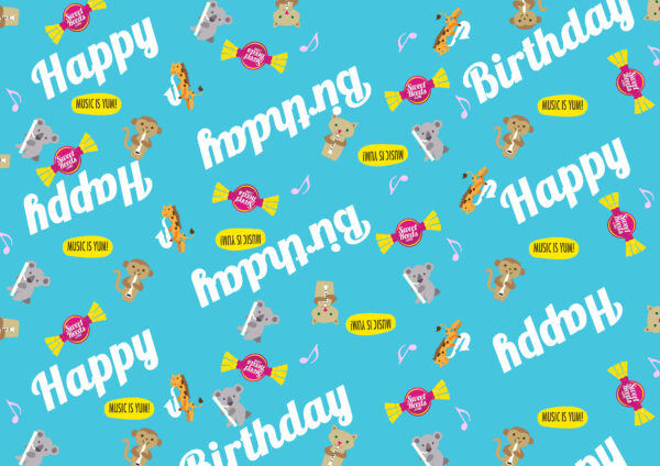Happy birthday gift wrap repeated blue