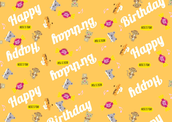 Happy birthday gift wrap repeated orange