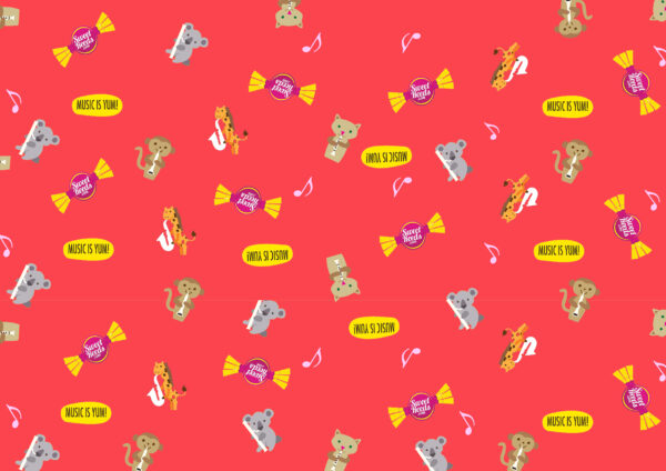 Plain gift wrap repeated A4 Red