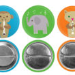 musical badges cat monkey elephant