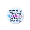 three music badges on white 3