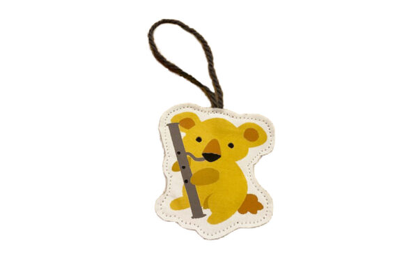 Bag tag bassoon koala on white