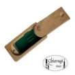 image of contrabassoon reed case by Chiarugi in wood and green felt on white background