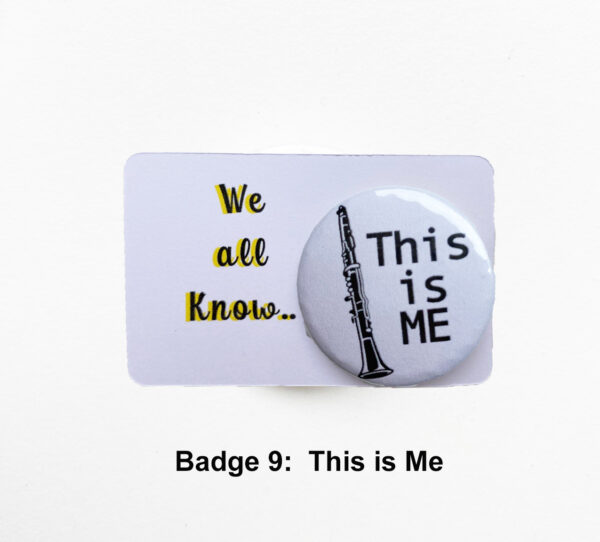 badge 9 Clarinet on card