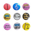 oboe themed badges showing oboe images and sayings on white background
