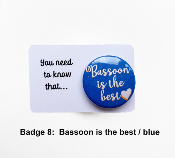 bassoon badge 8 on card