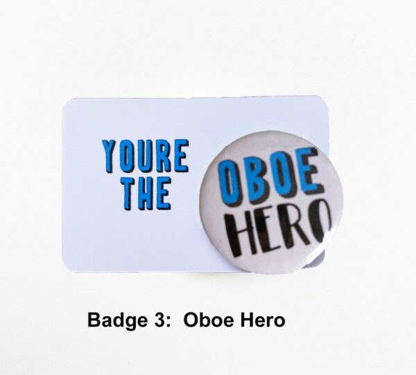 oboe badge 3 on card