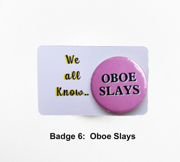 oboe badge 6 on card