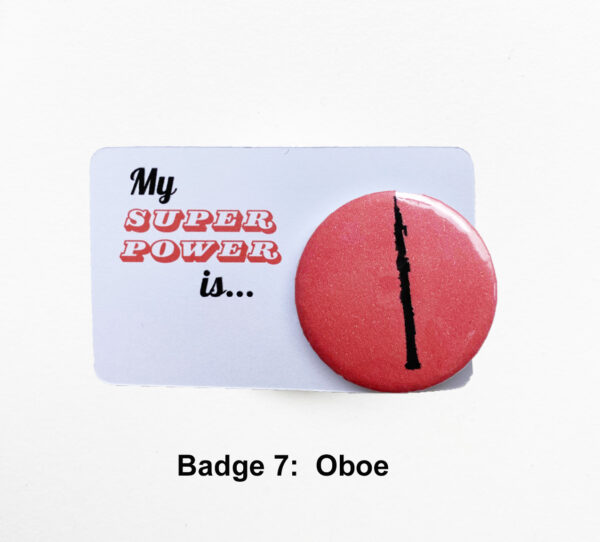 oboe badge 7 on card