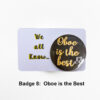 oboe badge 8 on card