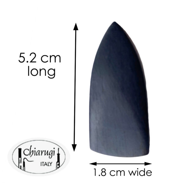 ebony bassoon reed plaque showing convex shape on flat edge