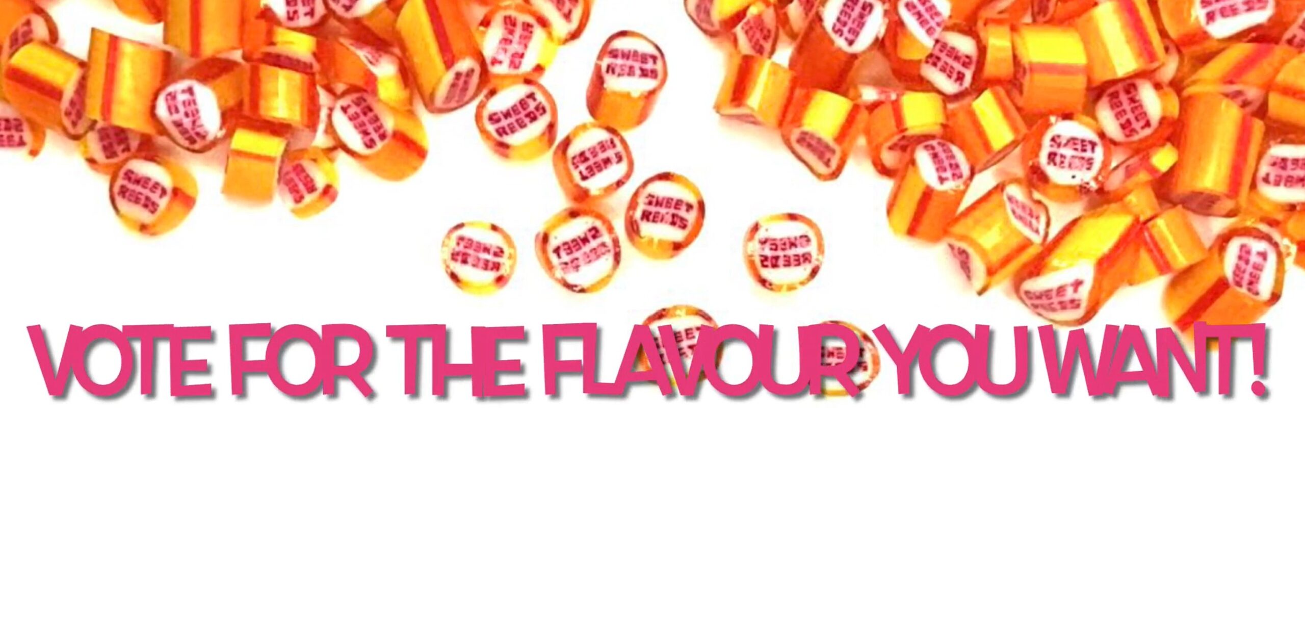 Vote for the candy flavour you want image of sweet reeds candy on white background