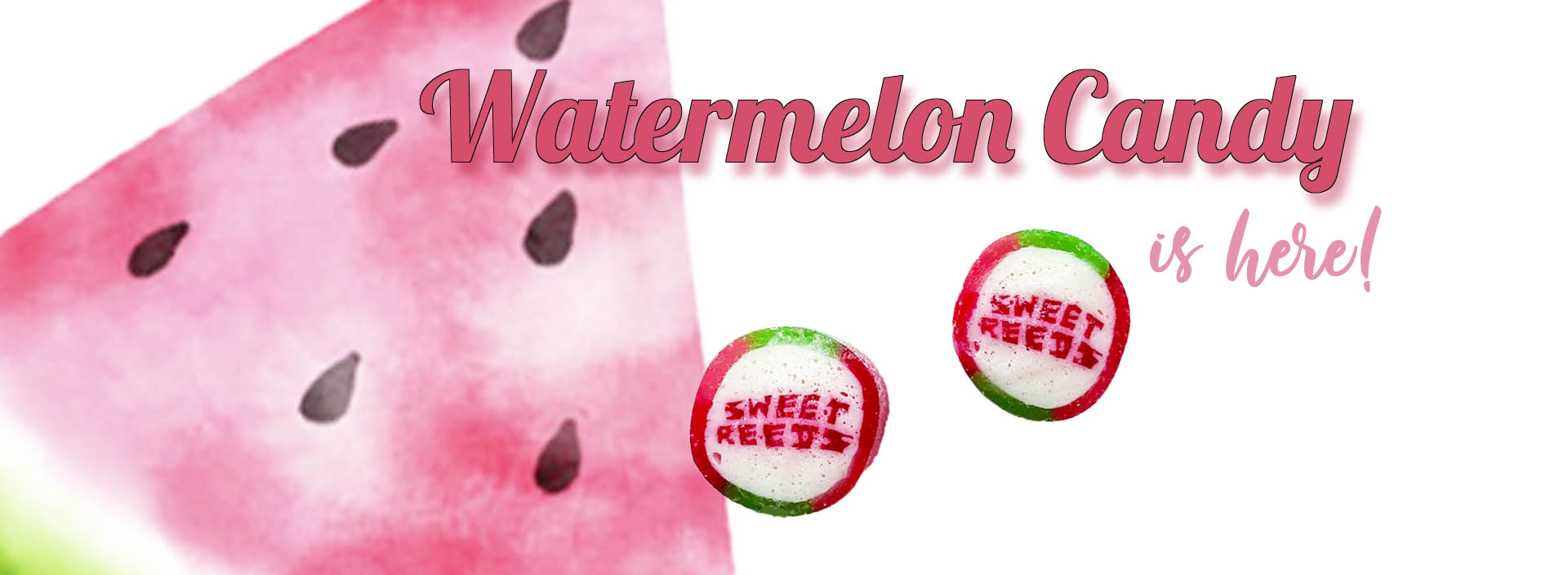 image of watermelon slice with sweet reeds branded watermelon flavoured candy